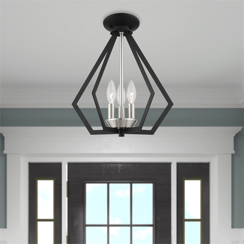 Beaumont Lane Contemporary 3-Light Metal Chandelier in Black