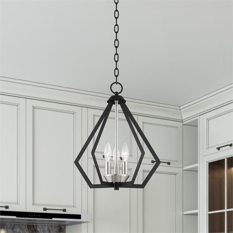 Beaumont Lane Contemporary 3-Light Metal Chandelier in Black
