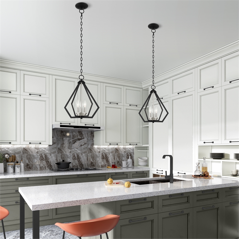 Beaumont Lane Contemporary 3-Light Metal Chandelier in Black