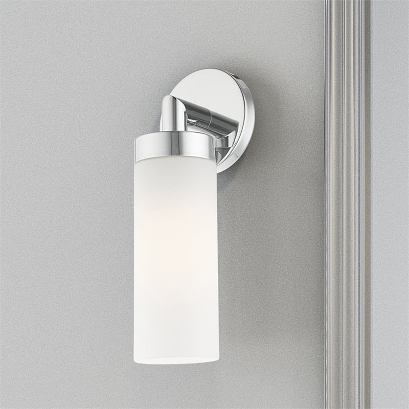 Beaumont Lane Contemporary 1-Light Glass/Metal Single Sconce in Polished Chrome