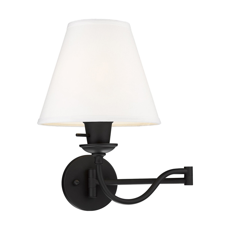 Beaumont Lane Contemporary Steel Swing Arm Wall Lamp in Black