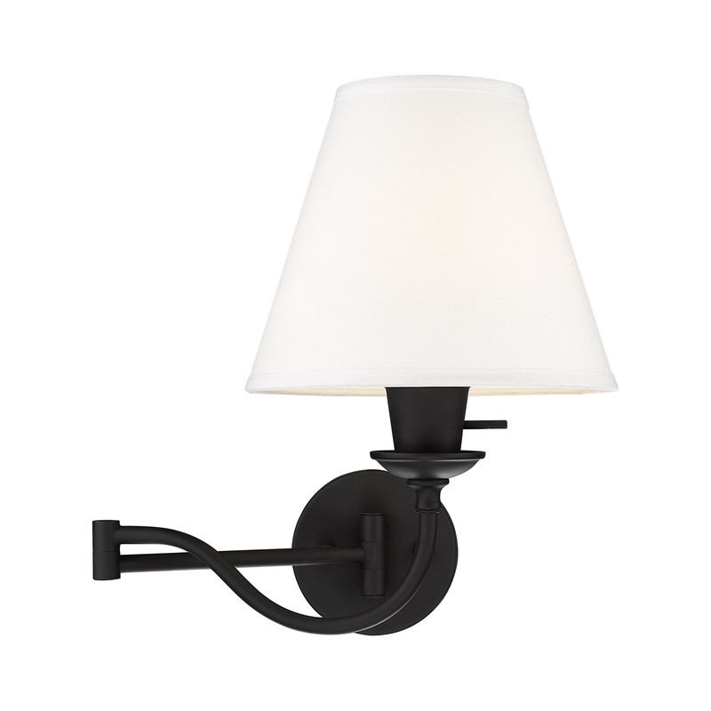 Beaumont Lane Contemporary Steel Swing Arm Wall Lamp in Black