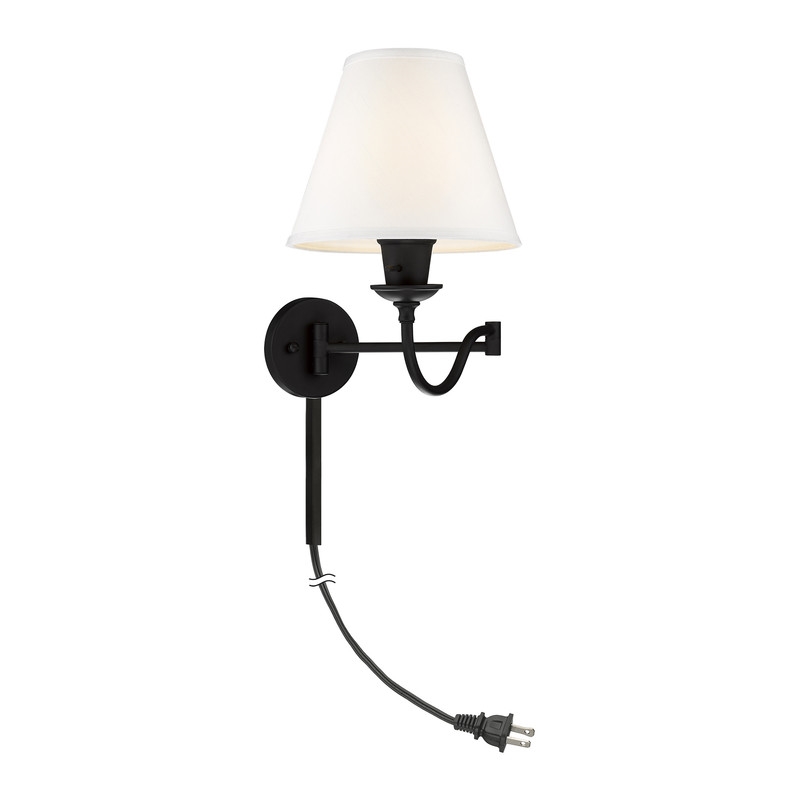 Beaumont Lane Contemporary Steel Swing Arm Wall Lamp in Black