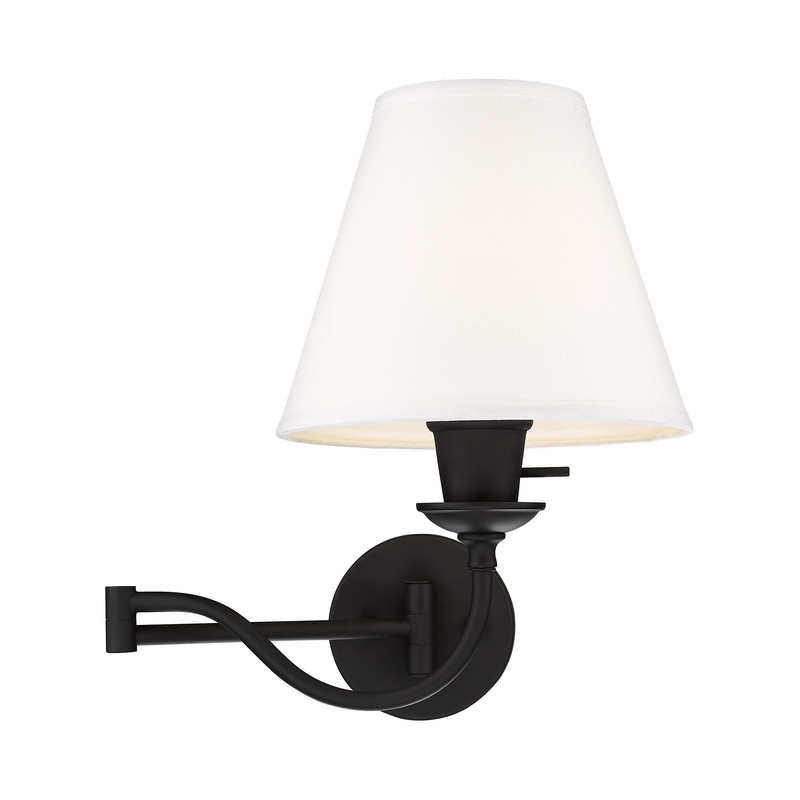 Beaumont Lane Contemporary Steel Swing Arm Wall Lamp in Black