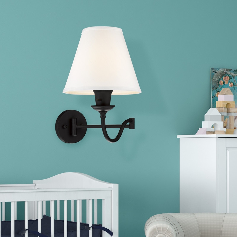 Beaumont Lane Contemporary Steel Swing Arm Wall Lamp in Black