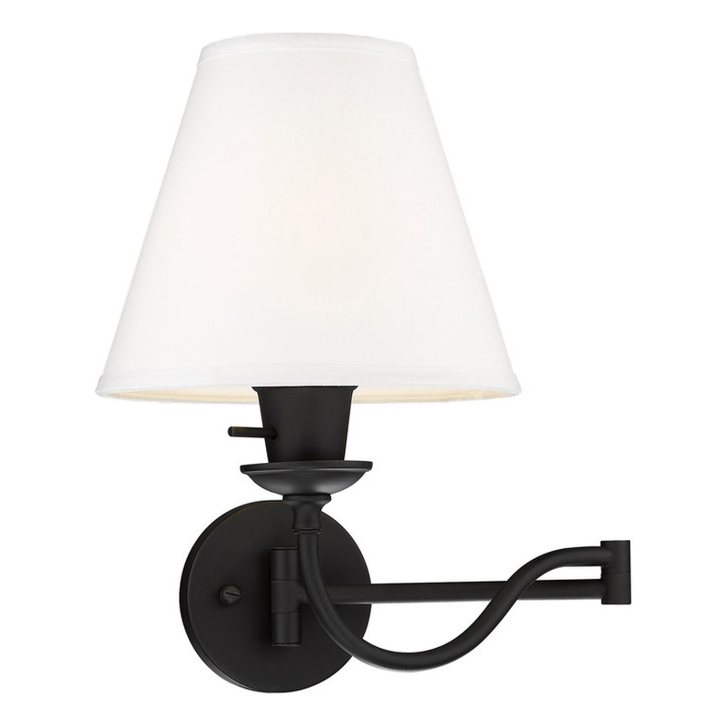 Beaumont Lane Contemporary Steel Swing Arm Wall Lamp in Black
