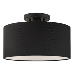 Beaumont Lane Modern 13&quot 1-Light Metal & Fabric Semi Flush in Black