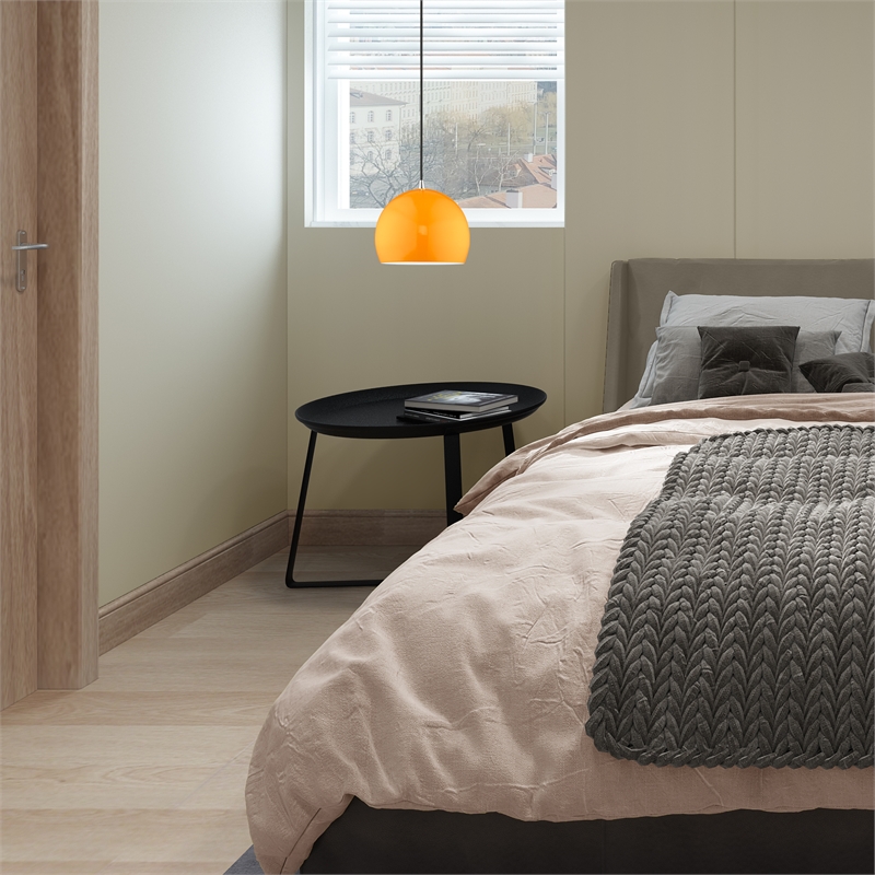 Beaumont Lane Modern 1-Light Metal Single Pendant with Shade in Shiny Orange
