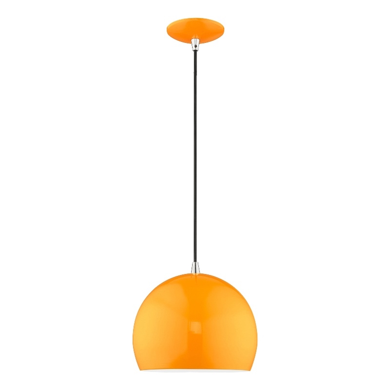 Beaumont Lane Modern 1-Light Metal Single Pendant with Shade in Shiny Orange