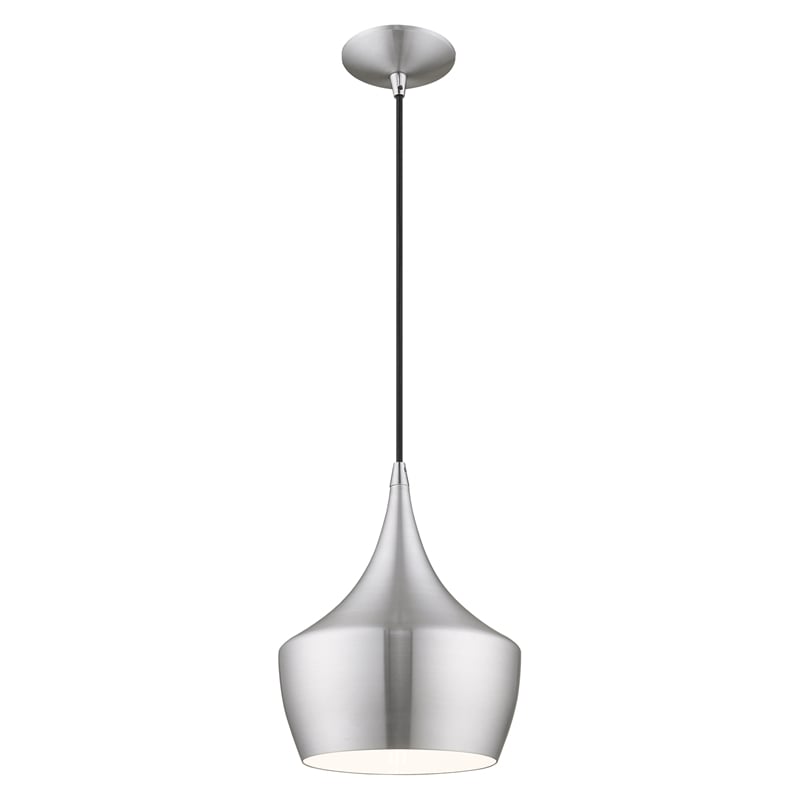 Beaumont Lane Mid-Century 1-Light Metal Single Pendant in Brushed Aluminum