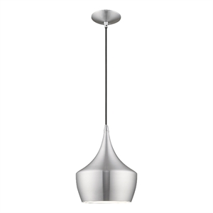 Beaumont Lane Mid-Century 1-Light Metal Single Pendant in Brushed Aluminum