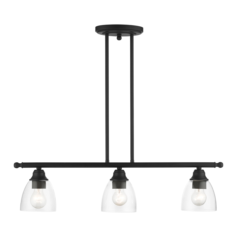 Beaumont Lane Transitional 3-Light Metal Linear Chandelier in Black