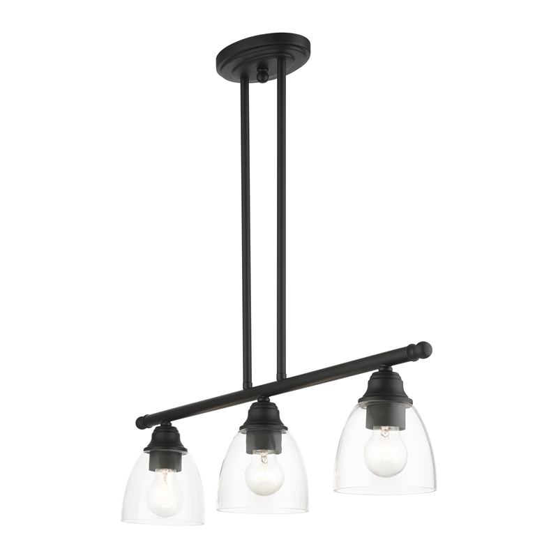 Beaumont Lane Transitional 3-Light Metal Linear Chandelier in Black