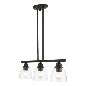 Beaumont Lane Transitional 3-Light Metal Linear Chandelier in Black