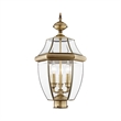 Beaumont Lane Contemporary 3 Light Antique Brass Outdoor Post Top Lantern