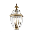Beaumont Lane Contemporary 3 Light Antique Brass Outdoor Post Top Lantern