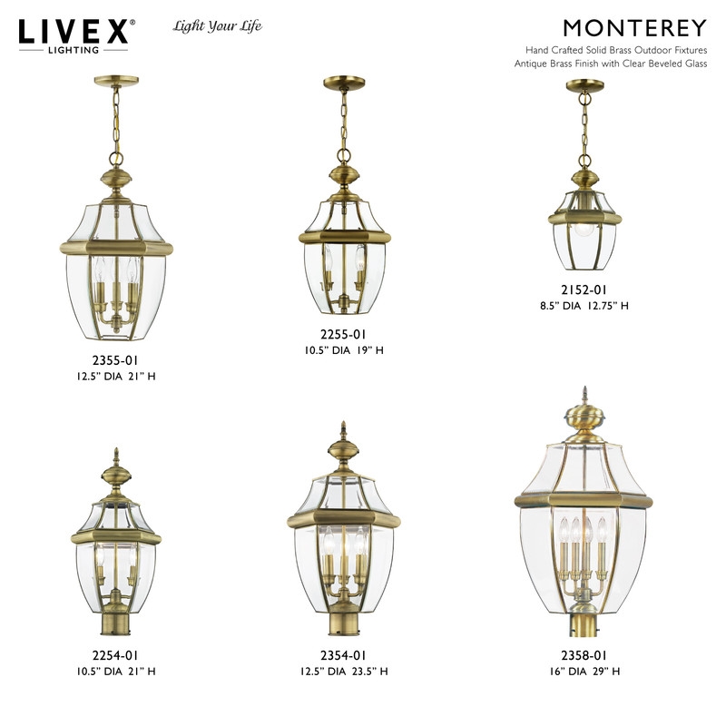 Beaumont Lane Contemporary 3 Light Antique Brass Outdoor Post Top Lantern