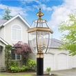Beaumont Lane Contemporary 3 Light Antique Brass Outdoor Post Top Lantern