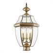 Beaumont Lane Contemporary 3 Light Antique Brass Outdoor Post Top Lantern