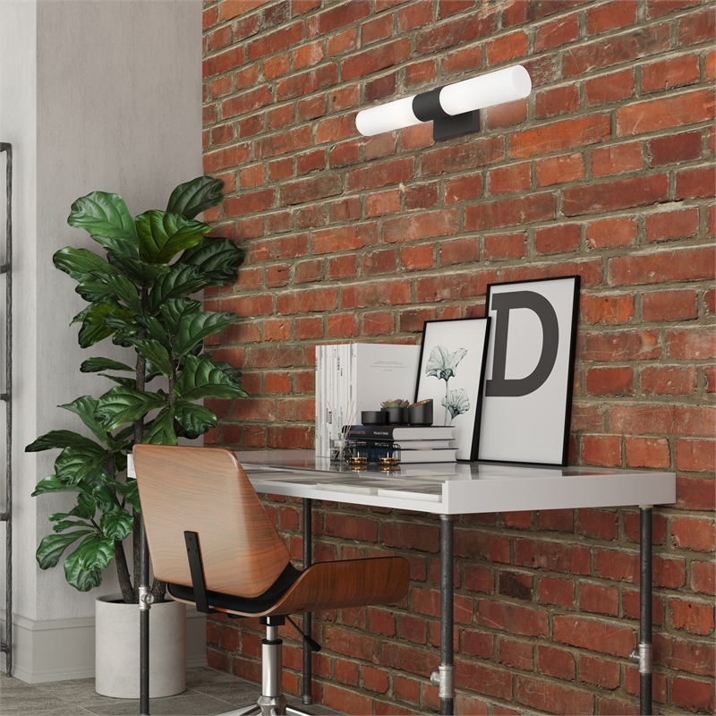 Beaumont Lane 2-Light Twist Lock Metal ADA Vanity Sconce in Textured Black