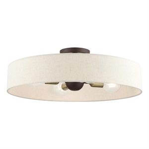 Beaumont Lane Modern 22&quot 4-Light Metal/Fabric Semi Flush Mount in Bronze