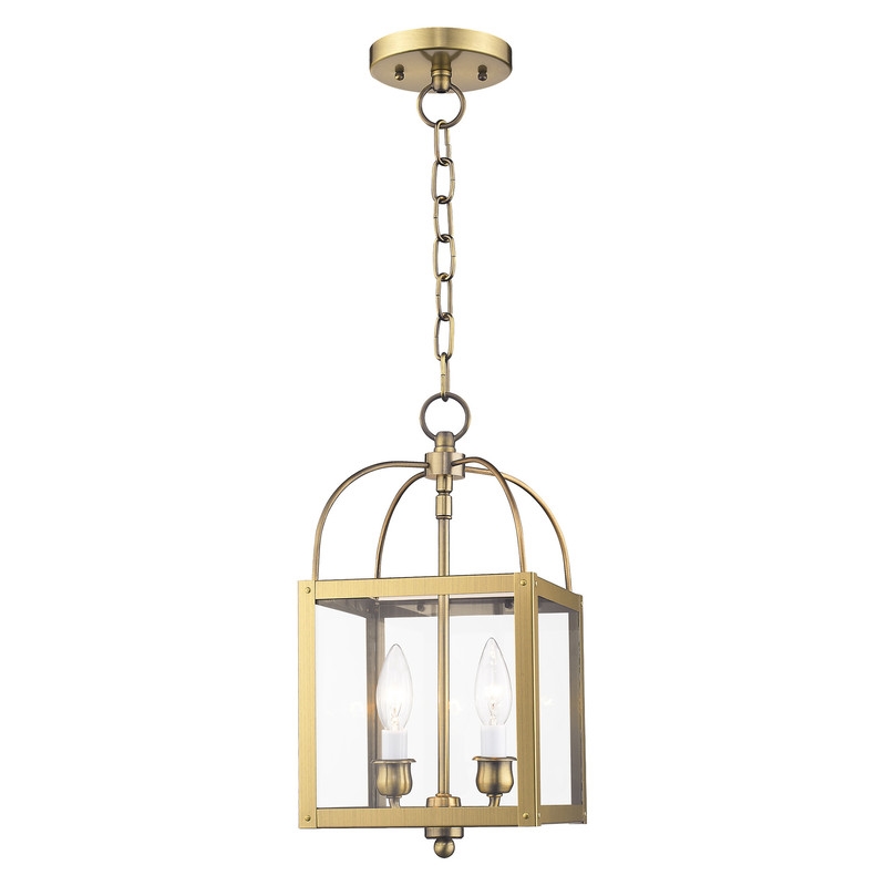 Beaumont Lane Contemporary 2 Light Antique Brass Chain Hang/Ceiling Mount
