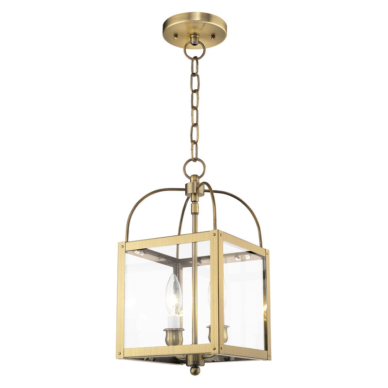 Beaumont Lane Contemporary 2 Light Antique Brass Chain Hang/Ceiling Mount