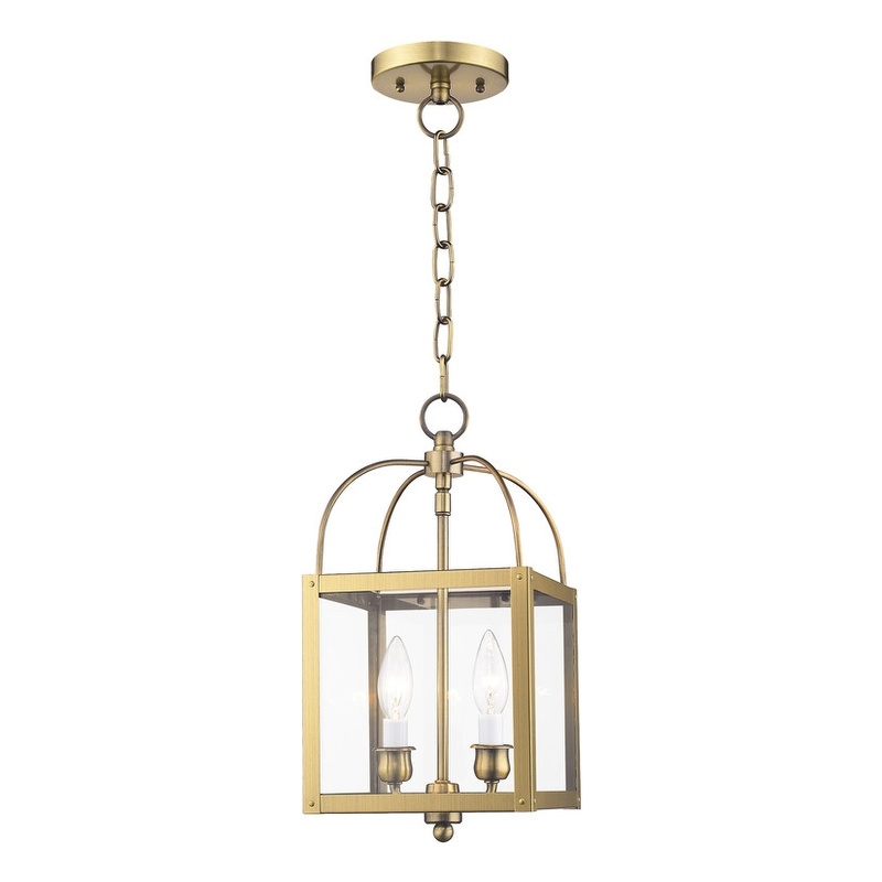 Beaumont Lane Contemporary 2 Light Antique Brass Chain Hang/Ceiling Mount
