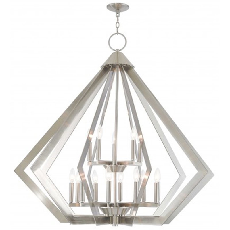 Beaumont Lane Contemporary 15 Light Foyer Chandelier in Brushed Nickel