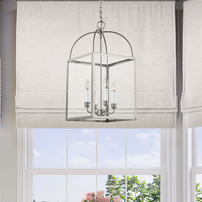Beaumont Lane Contemporary 4 Light Brushed Nickel Chain Lantern