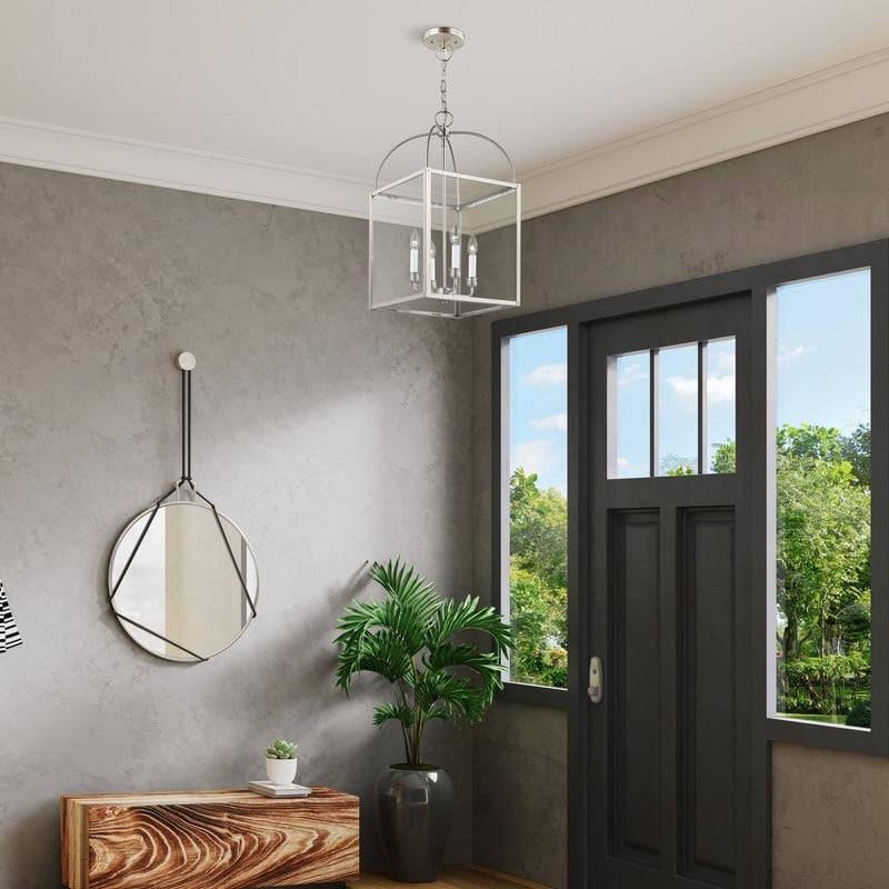 Beaumont Lane Contemporary 4 Light Brushed Nickel Chain Lantern