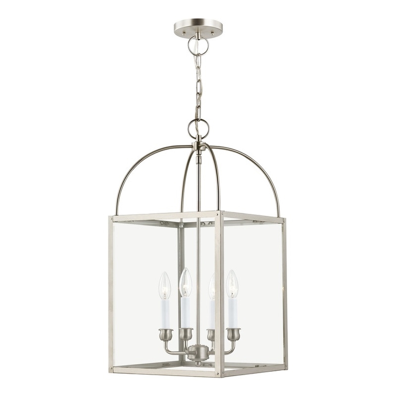 Beaumont Lane Contemporary 4 Light Brushed Nickel Chain Lantern
