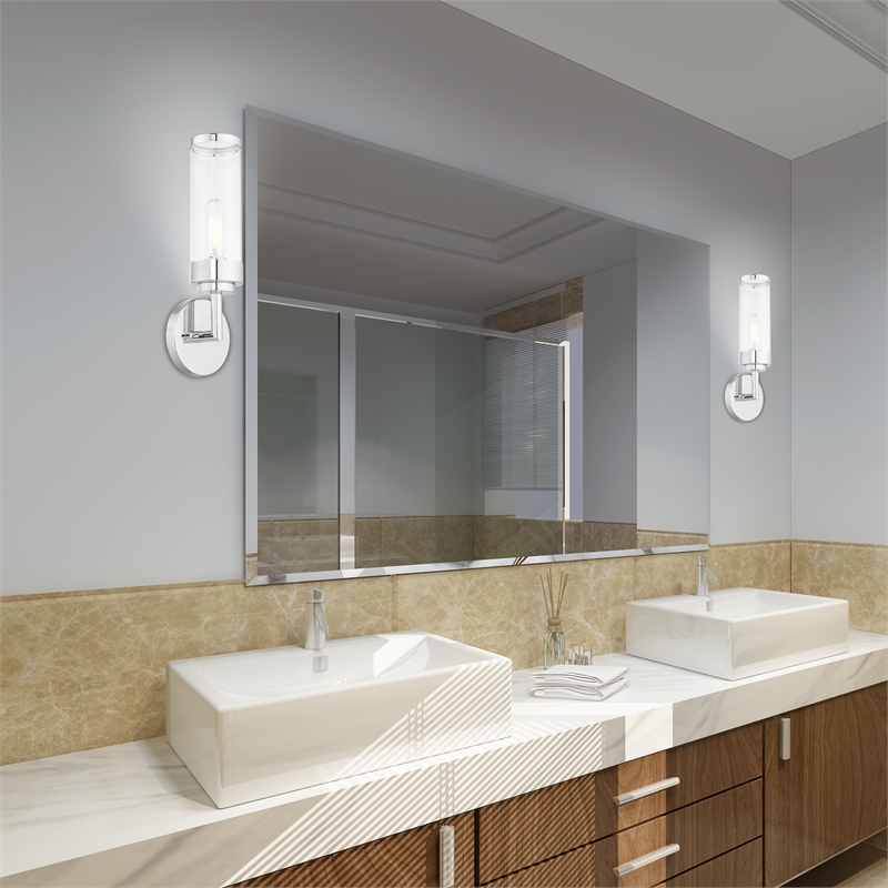 Beaumont Lane Modern 1-Light Metal ADA Wall Sconce in Polished Chrome
