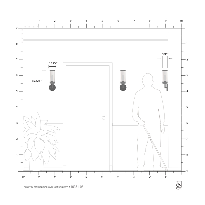 Beaumont Lane Modern 1-Light Metal ADA Wall Sconce in Polished Chrome
