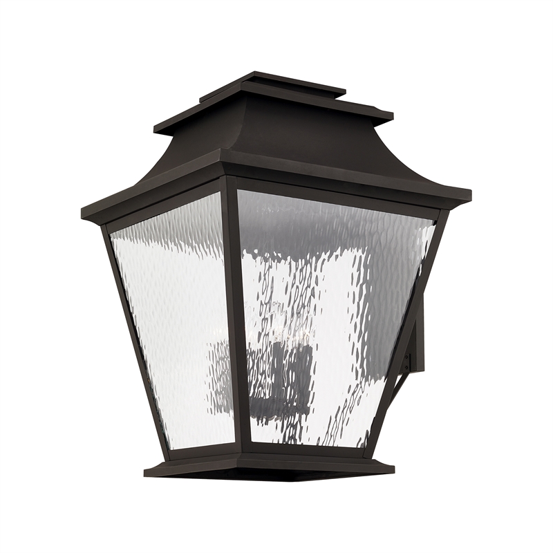 Beaumont Lane Contemporary Brass Outdoor Wall Lantern in Bronze