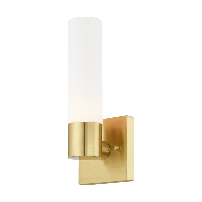 Beaumont Lane 1-Light Twist Lock Glass/Metal Wall Sconce in Satin Brass