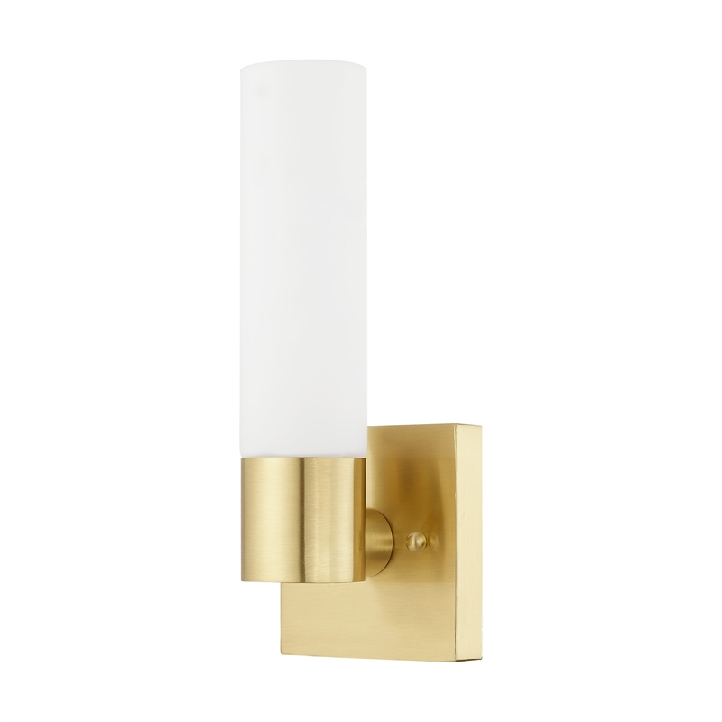 Beaumont Lane 1-Light Twist Lock Glass/Metal Wall Sconce in Satin Brass