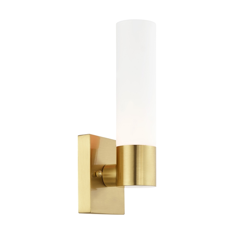 Beaumont Lane 1-Light Twist Lock Glass/Metal Wall Sconce in Satin Brass