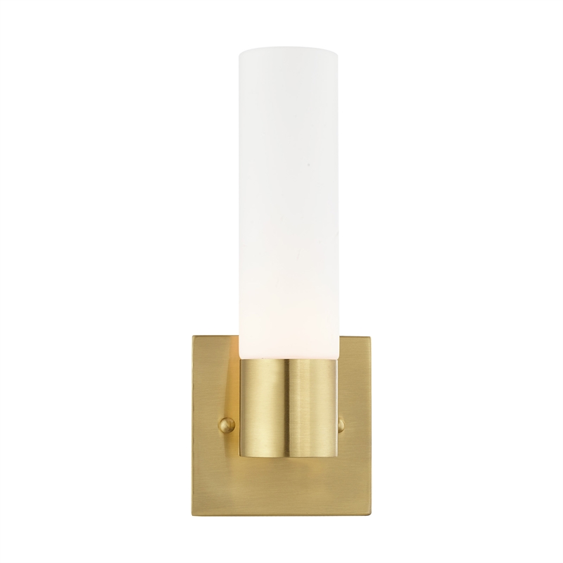 Beaumont Lane 1-Light Twist Lock Glass/Metal Wall Sconce in Satin Brass
