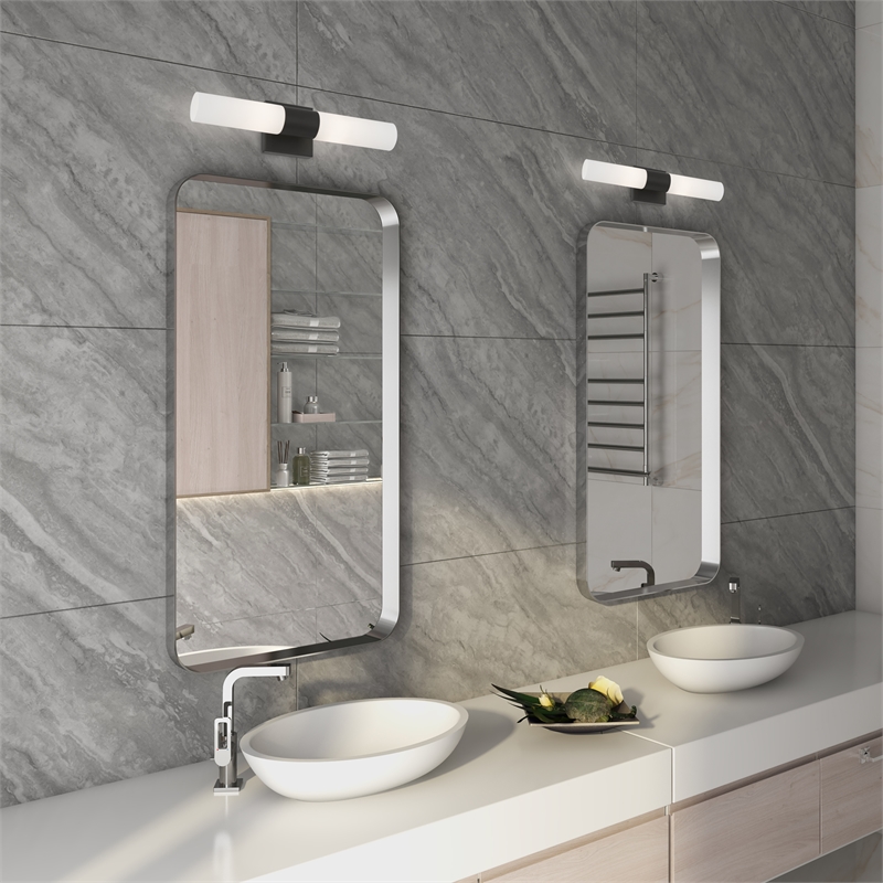 Beaumont Lane Contemporary 2-Light Twist Lock Metal ADA Vanity Sconce in Black