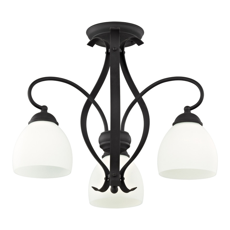 Beaumont Lane Contemporary 3 Light Black Convertible Chandelier/Semi Flush