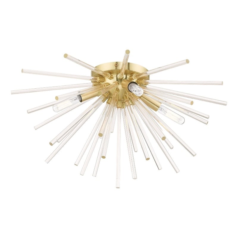 Beaumont Lane Mid-Century 4-Light Mid-Century Metal Ceiling Mount in Satin Brass