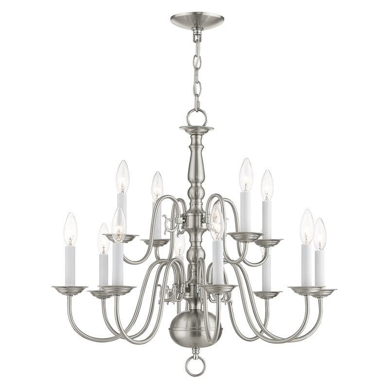 Beaumont Lane Contemporary 12 Light Brushed Nickel Chandelier