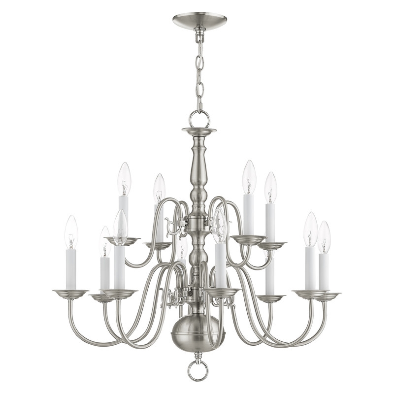 Beaumont Lane Contemporary 12 Light Brushed Nickel Chandelier