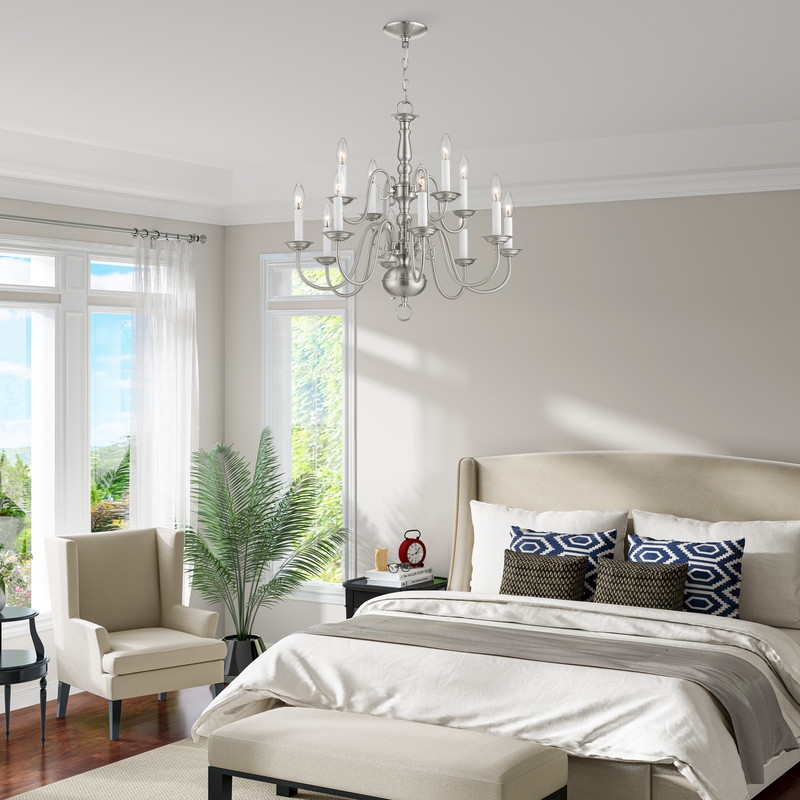 Beaumont Lane Contemporary 12 Light Brushed Nickel Chandelier