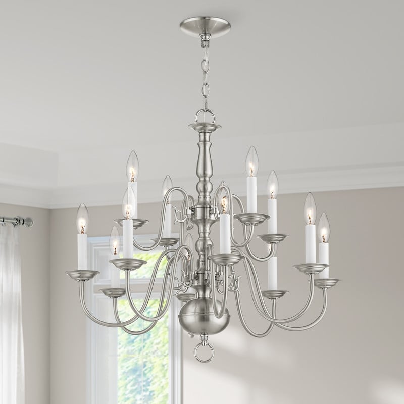 Beaumont Lane Contemporary 12 Light Brushed Nickel Chandelier