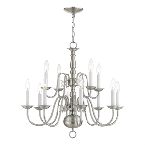 Beaumont Lane Contemporary 12 Light Brushed Nickel Chandelier