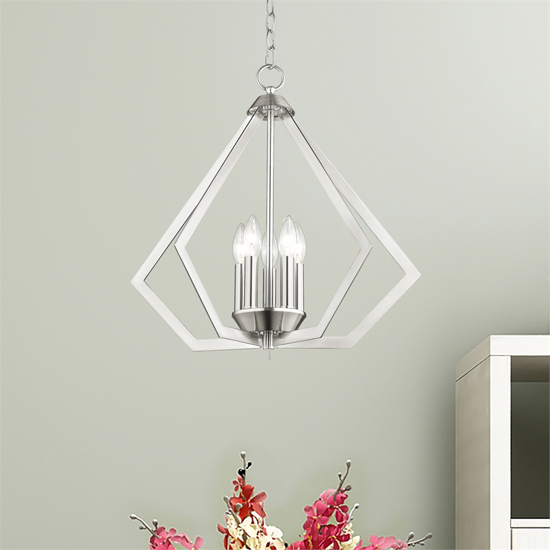 Beaumont Lane Contemporary 5-Light Metal Chandelier in Brushed Nickel