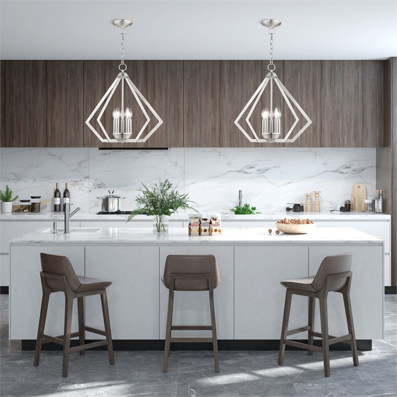 Beaumont Lane Contemporary 5-Light Metal Chandelier in Brushed Nickel