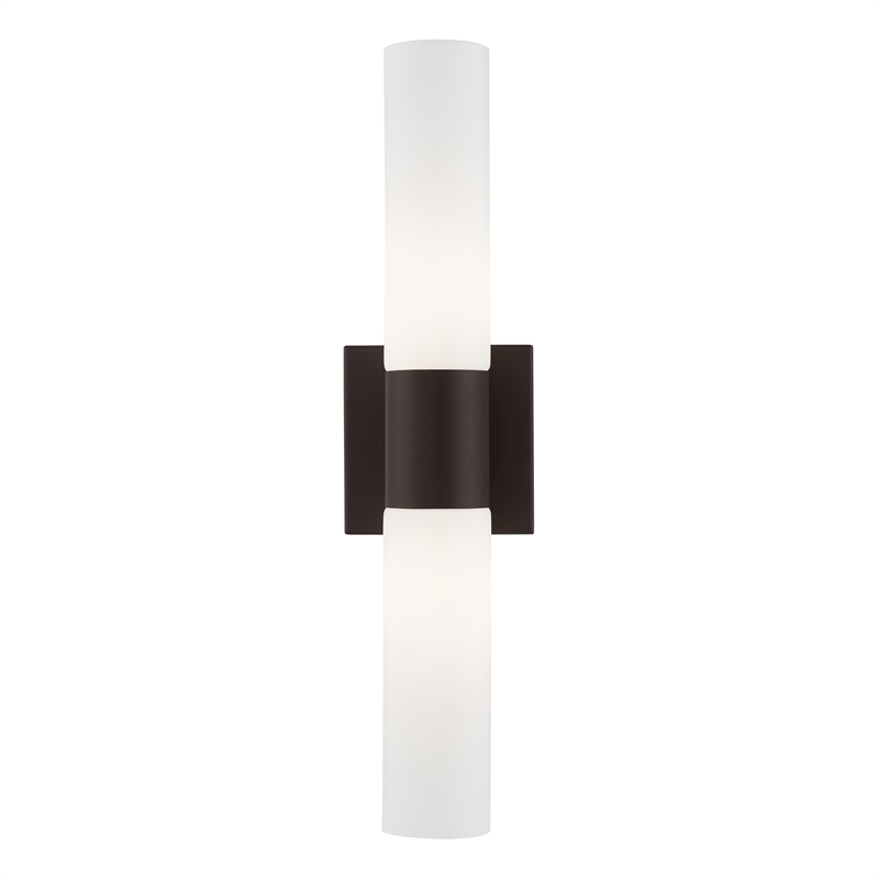 Beaumont Lane Contemporary 2-Light Twist Lock Metal ADA Vanity Sconce in Bronze